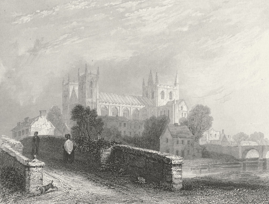 YORKS. Ripon Cathedral west view 1836 old antique vintage print picture